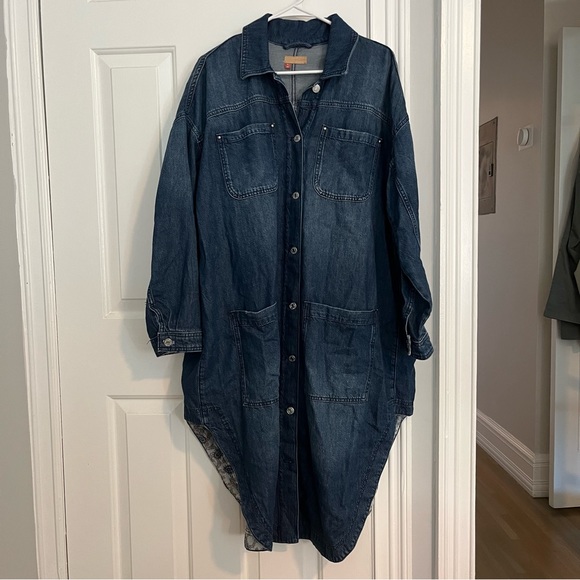 Anthropologie Pilcro Oversized Draped Denim Duster, size Medium - Picture 5 of 16